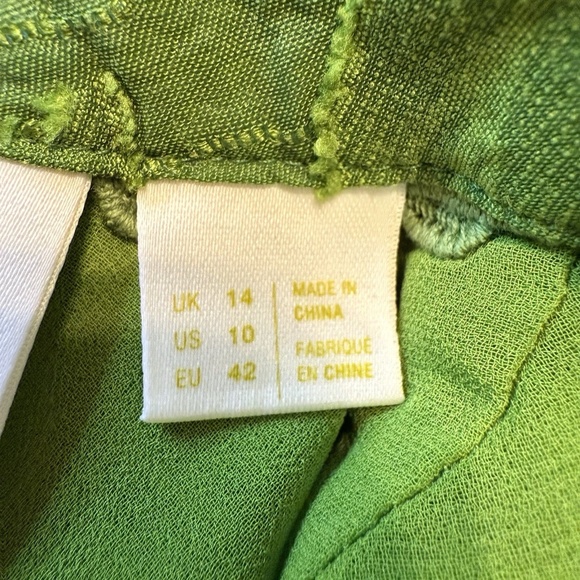 Maeve Anthropologie Women Size 10 Savannah Green Embroidered Swing Blouse Ruffle - Picture 12 of 15